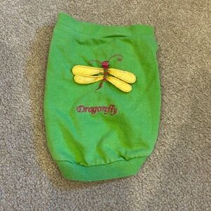 Dog dragonfly green shirt